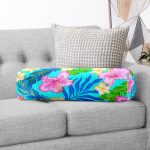 Turkuaz Zeminde Deniz Yıldızları Dijital Baskılı Modern İç Dolgulu Fermuarlı Çok Amaçlı Silindir Yastık Kırlent Realhomes