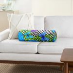 - RealHomes Özel Tasarımlı Dijital Baskılı İç Dolgulu Fermuarlı Silindir Yastık - Realhomes  Geometrik Zeminli Mavi Kelebek Dijital Baskılı İç Dolgulu - Fermuarlı Süet Silindir Daire Yastık Kırlent Realhomes