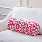Realhomes Modern Çizimli Kalpler Tasarımlı Dijital Baskılı Modern İç Dolgulu - Fermuarlı Süet Silindir Daire Yastık Kırlent Realhomes