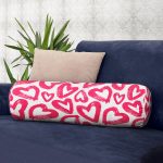 Realhomes Modern Çizimli Kalpler Tasarımlı Dijital Baskılı Modern İç Dolgulu - Fermuarlı Süet Silindir Daire Yastık Kırlent Realhomes