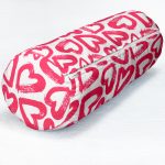 Realhomes Modern Çizimli Kalpler Tasarımlı Dijital Baskılı Modern İç Dolgulu - Fermuarlı Süet Silindir Daire Yastık Kırlent Realhomes