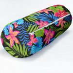 Siyah Zeminde Watercolor Tropikal Desenli Dijital Baskılı İç Dolgulu Süet Silindir Yastık Kırlent - Bel Yastığı Realhomes