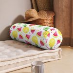 Realhomes Watercolor Karpuz Ananas Desenli Dijital Baskılı Modern İç Dolgulu - Fermuarlı Süet Silindir Rulo Yastık Kırlent Realhomes