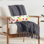 Realhomes Watercolor Karpuz Ananas Desenli Dijital Baskılı Modern İç Dolgulu - Fermuarlı Süet Silindir Rulo Yastık Kırlent Realhomes