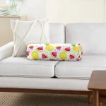 Realhomes Watercolor Karpuz Ananas Desenli Dijital Baskılı Modern İç Dolgulu - Fermuarlı Süet Silindir Rulo Yastık Kırlent Realhomes