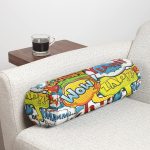 - RealHomes Özel Tasarımlı Dijital Baskılı İç Dolgulu Fermuarlı Silindir Yastık - Realhomes  Pop Art Dijital Baskılı Modern İç Dolgulu - Fermuarlı Süet Silindir Daire Yastık Kırlent Realhomes