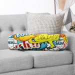 - RealHomes Özel Tasarımlı Dijital Baskılı İç Dolgulu Fermuarlı Silindir Yastık - Realhomes  Pop Art Dijital Baskılı Modern İç Dolgulu - Fermuarlı Süet Silindir Daire Yastık Kırlent Realhomes