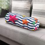 Zikzak 3D Yıldız Desenli Dijital Baskılı Modern İç Dolgulu Fermuarlı Çok Amaçlı Silindir Yastık Kırlent Realhomes