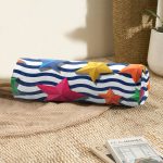 Zikzak 3D Yıldız Desenli Dijital Baskılı Modern İç Dolgulu Fermuarlı Çok Amaçlı Silindir Yastık Kırlent Realhomes