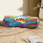 Mavi Zeminli Popart Özel Tasarım Dijital Baskılı Modern İç Dolgulu Süet Silindir Yastık Kırlent - Bel Yastığı Realhomes