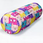 Realhomes Renkli Kedicikler Çocuk Odası Özel Tasarım Modern İç Dolgulu Süet Silindir Yastık Kırlent - Bel Yastığı Realhomes