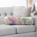 - RealHomes Özel Tasarımlı Dijital Baskılı İç Dolgulu Fermuarlı Silindir Yastık - Realhomes Suluboya Desenli Dijital Baskılı Modern İç Dolgulu - Fermuarlı Süet Silindir Rulo Yastık Kırlent Realhomes