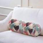 Renkli Kalpler Dijital Baskılı İç Dolgulu - Fermuarlı Süet Silindir Daire Yastık Kırlent Realhomes