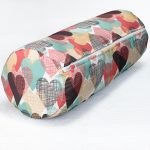 Renkli Kalpler Dijital Baskılı İç Dolgulu - Fermuarlı Süet Silindir Daire Yastık Kırlent Realhomes