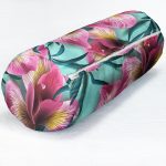 - RealHomes Özel Tasarımlı Dijital Baskılı İç Dolgulu Fermuarlı Silindir Yastık - Realhomes mavi zeminli Rengarenk Çiçekler Modern İç Dolgulu - Fermuarlı Süet Silindir Yuvarlak Yastık Kırlent Realhomes