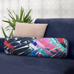 Suluboya Desenli Dijital Baskılı Modern İç Dolgulu Fermuarlı Çok Amaçlı Silindir Yastık Kırlent Realhomes
