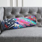 Suluboya Desenli Dijital Baskılı Modern İç Dolgulu Fermuarlı Çok Amaçlı Silindir Yastık Kırlent Realhomes