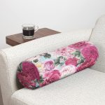 Pembe Güller Dijital Baskılı Modern İç Dolgulu - Fermuarlı Süet Silindir Daire Yastık Kırlent Realhomes