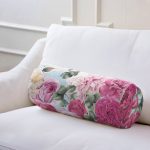 Pembe Güller Dijital Baskılı Modern İç Dolgulu - Fermuarlı Süet Silindir Daire Yastık Kırlent Realhomes