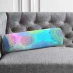 Renkli Fraktal Motifli Dijital Baskılı Modern İç Dolgulu - Fermuarlı Süet Silindir Rulo Yastık Kırlent Realhomes