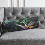 Soyut Tarzda Tropikal Yaprak Desenli Dijital Baskılı Modern İç Dolgulu Süet Silindir Yastık Kırlent - Bel Yastığı Realhomes