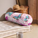 Kelebek Ve Gül Motifli Dijital Baskılı Özel Tasarım Modern İç Dolgulu Fermuarlı Çok Amaçlı Silindir Yastık Kırlent Realhomes