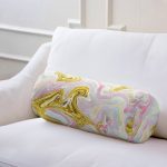Ebru Desenli Dijital Baskılı Modern İç Dolgulu Fermuarlı Çok Amaçlı Silindir Yastık Kırlent Realhomes