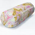 Ebru Desenli Dijital Baskılı Modern İç Dolgulu Fermuarlı Çok Amaçlı Silindir Yastık Kırlent Realhomes