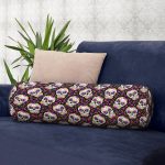 - RealHomes Özel Tasarımlı Dijital Baskılı İç Dolgulu Fermuarlı Silindir Yastık - Realhomes  Kuru Kafa Ve Çiçek Desenli Özel Tasarım Dijital Baskılı Modern İç Dolgulu Süet Silindir Yastık Kırlent - Bel Yastığı Realhomes