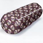 - RealHomes Özel Tasarımlı Dijital Baskılı İç Dolgulu Fermuarlı Silindir Yastık - Realhomes  Kuru Kafa Ve Çiçek Desenli Özel Tasarım Dijital Baskılı Modern İç Dolgulu Süet Silindir Yastık Kırlent - Bel Yastığı Realhomes