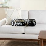 Çiçek Ve Zincir Özel Tasarım Dijital Baskılı Modern İç Dolgulu - Fermuarlı Süet Silindir Yuvarlak Yastık Kırlent Realhomes