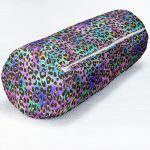 Renkli Leopar Desenli Özel Tasarım Dijital Baskılı Modern İç Dolgulu - Fermuarlı Süet Berjer Silindir Yastık Kırlent Realhomes