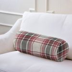 Modern Ekose Tasarımlı İç Dolgulu - Fermuarlı Süet Silindir Rulo Yastık Kırlent Realhomes