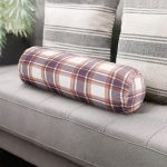 Modern Ekose Tasarımlı İç Dolgulu - Fermuarlı Süet Berjer Silindir Yastık Kırlent Realhomes