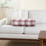 Modern Ekose Tasarımlı İç Dolgulu - Fermuarlı Süet Berjer Silindir Yastık Kırlent Realhomes