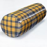 - RealHomes Özel Tasarımlı Dijital Baskılı İç Dolgulu Fermuarlı Silindir Yastık - Realhomes  Sarı Lacivert Modern Ekose Tasarımlı İç Dolgulu - Fermuarlı Süet Silindir Daire Yastık Kırlent Realhomes