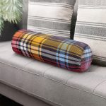 Renkli Ekose Desenli Özel Tasarım İç Dolgulu Fermuarlı Çok Amaçlı Silindir Yastık Kırlent Realhomes