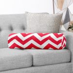 Modern Zikzak Desenli Dijital Baskılı İç Dolgulu - Fermuarlı Süet Berjer Silindir Yastık Kırlent Realhomes