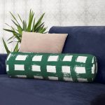 - RealHomes Özel Tasarımlı Dijital Baskılı İç Dolgulu Fermuarlı Silindir Yastık - Realhomes  Koyu Yeşil Geometrik Kare Motifli Dekoratif İç Dolgulu Fermuarlı Çok Amaçlı Silindir Yastık Kırlent Realhomes