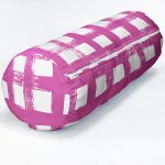 Lacivert Zeminde Geometrik Kare Motifli Dekoratif İç Dolgulu - Fermuarlı Süet Silindir Daire Yastık Kırlent Realhomes