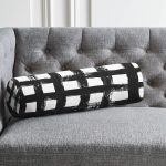 - RealHomes Özel Tasarımlı Dijital Baskılı İç Dolgulu Fermuarlı Silindir Yastık - Realhomes Siyah Zeminde Geometrik Kare Motifli Dekoratif İç Dolgulu - Fermuarlı Süet Silindir Daire Yastık Kırlent Realhomes