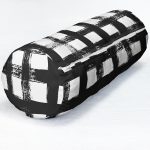 - RealHomes Özel Tasarımlı Dijital Baskılı İç Dolgulu Fermuarlı Silindir Yastık - Realhomes Siyah Zeminde Geometrik Kare Motifli Dekoratif İç Dolgulu - Fermuarlı Süet Silindir Daire Yastık Kırlent Realhomes