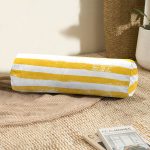 - RealHomes Özel Tasarımlı Dijital Baskılı İç Dolgulu Fermuarlı Silindir Yastık - Realhomes  Sarı Çizgili Motifli Dekoratif Modern İç Dolgulu - Fermuarlı Süet Silindir Yuvarlak Yastık Kırlent Realhomes