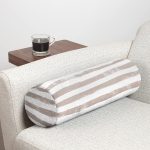 Siyah Çizgili Motifli Dekoratif Modern İç Dolgulu - Fermuarlı Süet Silindir Daire Yastık Kırlent Realhomes