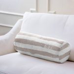 Siyah Çizgili Motifli Dekoratif Modern İç Dolgulu - Fermuarlı Süet Silindir Daire Yastık Kırlent Realhomes