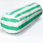 Yeşil Çizgili Motifli Dekoratif Modern İç Dolgulu - Fermuarlı Süet Silindir Rulo Yastık Kırlent Realhomes