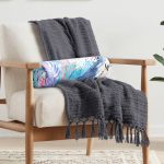 Sulu Boya Yapraklar Özel Tasarım Modern İç Dolgulu - Fermuarlı Süet Berjer Silindir Yastık Kırlent Realhomes