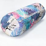 Sulu Boya Yapraklar Özel Tasarım Modern İç Dolgulu - Fermuarlı Süet Berjer Silindir Yastık Kırlent Realhomes