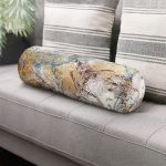 - RealHomes Özel Tasarımlı Dijital Baskılı İç Dolgulu Fermuarlı Silindir Yastık - Realhomes  Mermer Zeminde Gold Sulu Boya Çalışması Desenli İç Dolgulu Yumuşak Silindir Form Yastık Kırlent Realhomes