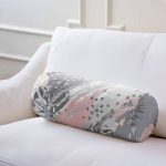 - RealHomes Özel Tasarımlı Dijital Baskılı İç Dolgulu Fermuarlı Silindir Yastık - Realhomes  Pembe Ve Gri Ağırlıklı Sulu Boya Yaprak Motifli İç Dolgulu - Fermuarlı Süet Silindir Yuvarlak Yastık Kırlent Realhomes